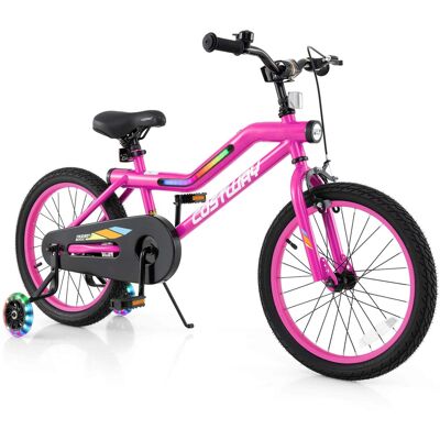 Costway - 18" LED Lighted Kids Bike with Adjustable Seat Coaster Brake Training Wheels Patented - Pink Costway - 18" LED Lighted Kids Bike with Adjustable Seat Coaster Brake Training Wheels Patented - Pink