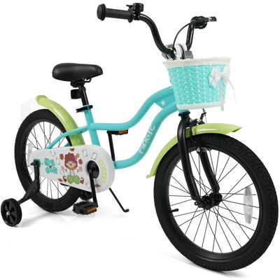 Costway - 18" Kids Bicycle, Toddler Balance Bike with Training Wheels Handbrake Coaster Brake - Green Costway - 18" Kids Bicycle, Toddler Balance Bike with Training Wheels Handbrake Coaster Brake - Green