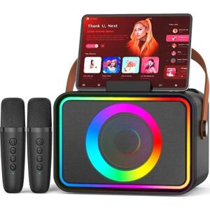 PRIMEPLUS - Portable Karaoke Machine with 2 Wireless Mics, 360° Sound, 6 Dynamic Disco Light Effects, 10H Battery, USB/TF/AUX PRIMEPLUS - Portable Karaoke Machine with 2 Wireless Mics, 360° Sound, 6 Dynamic Disco Light Effects, 10H Battery, USB/TF/AUX