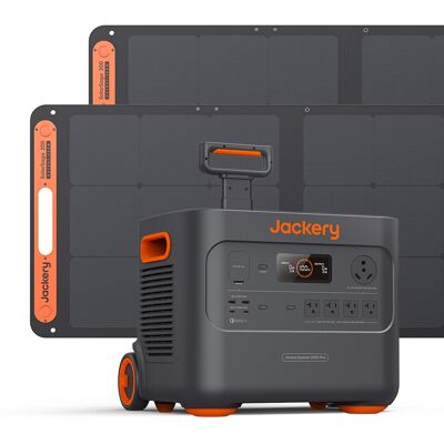 Jackery - Explorer 2000 Plus Expandable Portable Power Station + Two 200W Solar Panels (Ships in multiple packages) (2042 Wh Capacity) - Black Jackery - Explorer 2000 Plus Expandable Portable Power Station + Two 200W Solar Panels (Ships in multiple packages) (2042 Wh Capacity) - Black