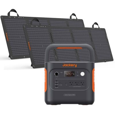 Jackery - Explorer 2000 V2 Portable Solar Generator + 2 x 100W Solar Mini Panel (2042 Wh Capacity) - Black Jackery - Explorer 2000 V2 Portable Solar Generator + 2 x 100W Solar Mini Panel (2042 Wh Capacity) - Black