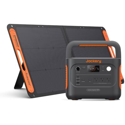 Jackery - Explorer 1000 v2 Portable Power Station + 100W Solar Panel (Ships in multiple packages) (1070 Wh Capacity) - Black Jackery - Explorer 1000 v2 Portable Power Station + 100W Solar Panel (Ships in multiple packages) (1070 Wh Capacity) - Black