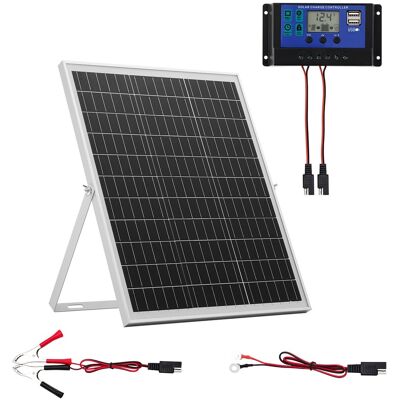 VEVOR - 25W 12V Solar Panel Battery Charger, Solar Battery Trickle Charger Maintainer with Intelligent MPPT Controller - White VEVOR - 25W 12V Solar Panel Battery Charger, Solar Battery Trickle Charger Maintainer with Intelligent MPPT Controller - White