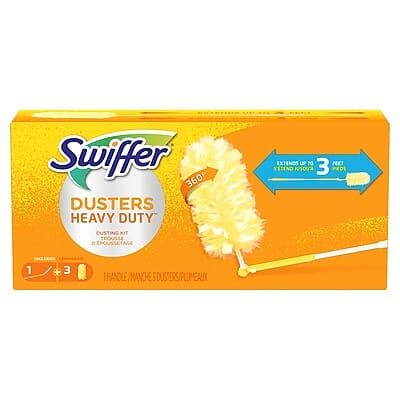 Swiffer - 360 Durable Heavy Duty Fiber Dusters with Extendable Handle Kit, White/ 3/Pack (44750) - Yellow Swiffer - 360 Durable Heavy Duty Fiber Dusters with Extendable Handle Kit, White/ 3/Pack (44750) - Yellow