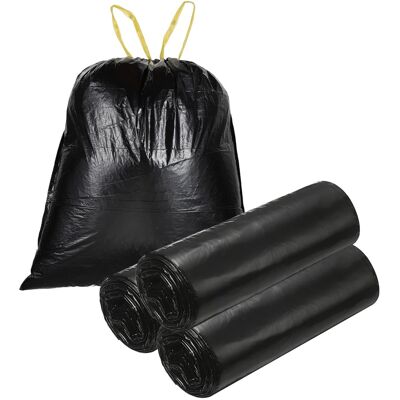 Unique Bargains - 50pcs Trash Bags with Drawstring, 6.7 Gallon 22" Unscented Bathroom Bin Liners for Home Office Kitchen - Black Unique Bargains - 50pcs Trash Bags with Drawstring, 6.7 Gallon 22" Unscented Bathroom Bin Liners for Home Office Kitchen - Black
