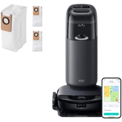 eufy - S1 with All-in-One Station, HydroJet System with Roller Mop, +Official Accessory-Dust Bag, 3 packs included - Black eufy - S1 with All-in-One Station, HydroJet System with Roller Mop, +Official Accessory-Dust Bag, 3 packs included - Black