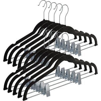 Home It - 10-pack Velvet Hanger - Ultra-Thin Hangers with Clips - Non-slip Hangers for Skirts and Pants - Homeitusa - Black Home It - 10-pack Velvet Hanger - Ultra-Thin Hangers with Clips - Non-slip Hangers for Skirts and Pants - Homeitusa - Black