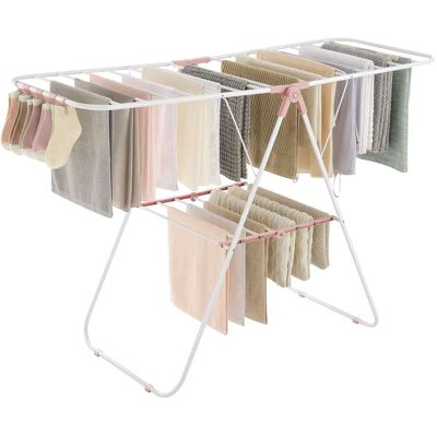 Songmics Home - Clothes Drying Rack, Laundry Rack, Free-Standing Indoor Airer, 21.7 x 58.3 x 39.4 Inches - White and Pink Songmics Home - Clothes Drying Rack, Laundry Rack, Free-Standing Indoor Airer, 21.7 x 58.3 x 39.4 Inches - White and Pink