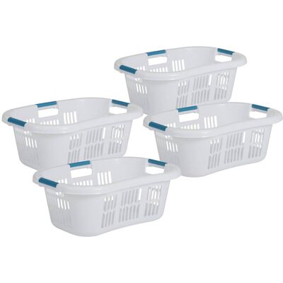 RubberMaid - Small Laundry Basket 2.1 Bushel Hip-Hugger Plastic Bin, 4 Pack - White RubberMaid - Small Laundry Basket 2.1 Bushel Hip-Hugger Plastic Bin, 4 Pack - White