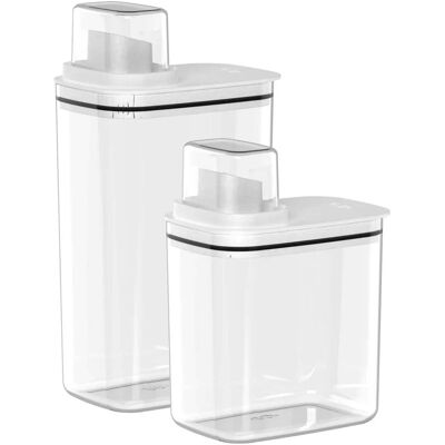 OU - Laundry Detergent Dispenser w Measuring Cap 50oz & 77oz, Liquid Laundry Soap Dispenser Organizer - Clear OU - Laundry Detergent Dispenser w Measuring Cap 50oz & 77oz, Liquid Laundry Soap Dispenser Organizer - Clear