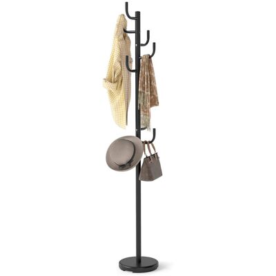 Costway - Metal Coat Rack Hat Hanger Hooks Hall Entryway For Jacket Umbrella Tree Stand - Black Costway - Metal Coat Rack Hat Hanger Hooks Hall Entryway For Jacket Umbrella Tree Stand - Black
