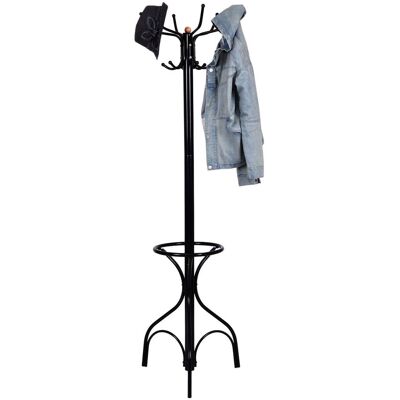 Costway - Metal Coat Hat Rack Organizer Clothes Hanger Hooks Tree Stand Umbrella Holder - Black Costway - Metal Coat Hat Rack Organizer Clothes Hanger Hooks Tree Stand Umbrella Holder - Black