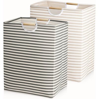 Garnen - 2 Pack Laundry Basket Collapsible Laundry Hamper Foldable Bag, Dirty Clothes Baskets Laundry Bin Organizer for Bathroom - Gray Beige Garnen - 2 Pack Laundry Basket Collapsible Laundry Hamper Foldable Bag, Dirty Clothes Baskets Laundry Bin Organizer for Bathroom - Gray Beige