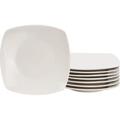 Gibson - Home Zen Buffetware 8 Piece 7in Stoneware Dessert Plate Set - White Gibson - Home Zen Buffetware 8 Piece 7in Stoneware Dessert Plate Set - White