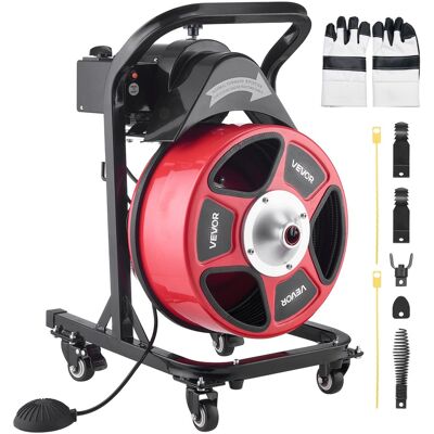 VEVOR - Drain Cleaner Machine 50 FT x 1/2 Inch, Manual Feed Sewer Snake Auger on Wheels - with 4 Cutters & Air-activated Foot VEVOR - Drain Cleaner Machine 50 FT x 1/2 Inch, Manual Feed Sewer Snake Auger on Wheels - with 4 Cutters & Air-activated Foot