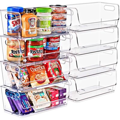 Sorbus - Stackable Storage Bins Open Front, Clear Stackable Storage Bins, Pantry Bins for Storage and Organization Sorbus - Stackable Storage Bins Open Front, Clear Stackable Storage Bins, Pantry Bins for Storage and Organization