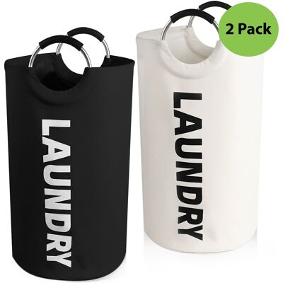 Garnen - 2 Pack 90L Large Collapsible Laundry Basket Bag, Foldable Laundry Hamper Basket, Dirty Clothes Organizer Bin with Handle - Multicolored Garnen - 2 Pack 90L Large Collapsible Laundry Basket Bag, Foldable Laundry Hamper Basket, Dirty Clothes Organizer Bin with Handle - Multicolored