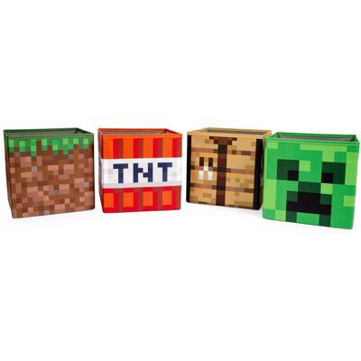 Ukonic - Minecraft 10-Inch Storage Bin Organizer Set Creeper, TNT, Grass, Craft Table - Multi-Color Ukonic - Minecraft 10-Inch Storage Bin Organizer Set Creeper, TNT, Grass, Craft Table - Multi-Color