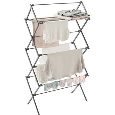 Songmics Home - Foldable Clothes Drying Rack, Laundry Drying Rack, Clothes Airer, Steel Frame, 14.6 x 29.5 x 53.2 Inches, Easy Assembly - Gray Songmics Home - Foldable Clothes Drying Rack, Laundry Drying Rack, Clothes Airer, Steel Frame, 14.6 x 29.5 x 53.2 Inches, Easy Assembly - Gray