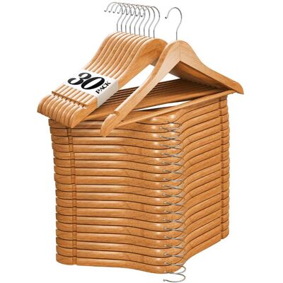 Home It - Wooden Hangers - Wood Durable Heavy Duty Coat Hangers - Premium Solid Clothes Hangers with Chrome Swivel Hook - Natural Home It - Wooden Hangers - Wood Durable Heavy Duty Coat Hangers - Premium Solid Clothes Hangers with Chrome Swivel Hook - Natural