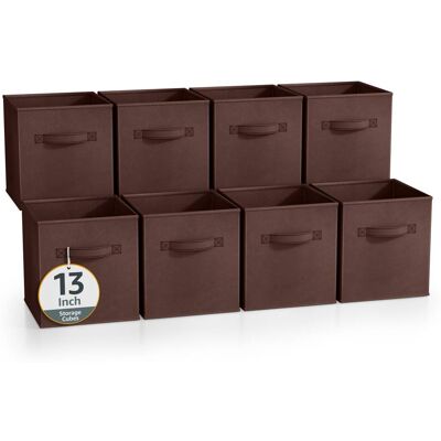 Sorbus - 13 Inch Storage Bins - Sturdy Collapsible Fabric Storage Cubes with Handle - 8 Foldable Baskets for Organizing - Chocolate Sorbus - 13 Inch Storage Bins - Sturdy Collapsible Fabric Storage Cubes with Handle - 8 Foldable Baskets for Organizing - Chocolate