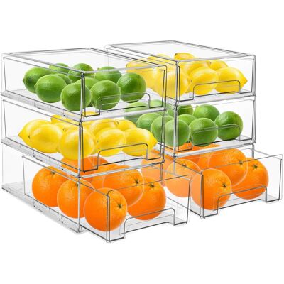 Sorbus - 6 Pack Medium Plastic Storage Bins Stackable Pantry Organizer for Organizing Fridge - Clear Sorbus - 6 Pack Medium Plastic Storage Bins Stackable Pantry Organizer for Organizing Fridge - Clear