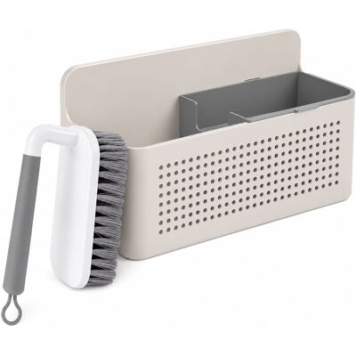 OU - Kitchen Sink Organizer Set, Wall Mounted Caddy with Removable Sponge Tray & Scrub Brush OU - Kitchen Sink Organizer Set, Wall Mounted Caddy with Removable Sponge Tray & Scrub Brush