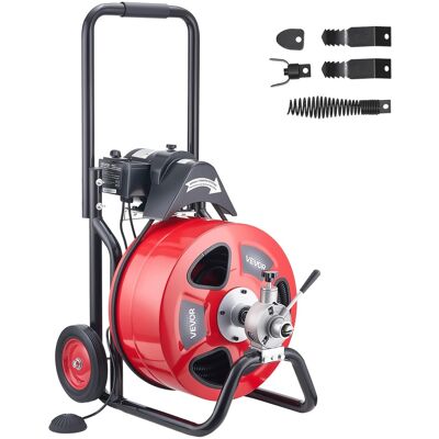 VEVOR - Drain Cleaner Machine 100 FT x 3/4 Inch, Auto Feed Sewer Snake Auger on Wheels, Portable Drain Cleaning Machine VEVOR - Drain Cleaner Machine 100 FT x 3/4 Inch, Auto Feed Sewer Snake Auger on Wheels, Portable Drain Cleaning Machine
