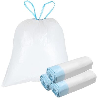 Unique Bargains - 160pcs Trash Bags with Drawstring, 5.2 Gallon 20" Unscented Bathroom Bin Liners for Home Office Kitchen - White Unique Bargains - 160pcs Trash Bags with Drawstring, 5.2 Gallon 20" Unscented Bathroom Bin Liners for Home Office Kitchen - White