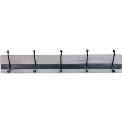AmeriHome - 28" Mango Wood Coat Hanger with Iron Hooks - Light Wood, Black AmeriHome - 28" Mango Wood Coat Hanger with Iron Hooks - Light Wood, Black