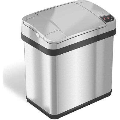 iTouchless - 2.5 Gallon Touchless Sensor Trash Can with AbsorbX Odor Control and Fragrance, Stainless Steel Bathroom Garbage Bin - Silver/Stainless Steel iTouchless - 2.5 Gallon Touchless Sensor Trash Can with AbsorbX Odor Control and Fragrance, Stainless Steel Bathroom Garbage Bin - Silver/Stainless Steel