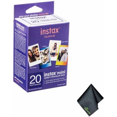 Fuji - INSTAX MINI Instant Film Variety Value Pack (20 Exposures), Microfiber Cleaning Cloth, Bundle Fuji - INSTAX MINI Instant Film Variety Value Pack (20 Exposures), Microfiber Cleaning Cloth, Bundle