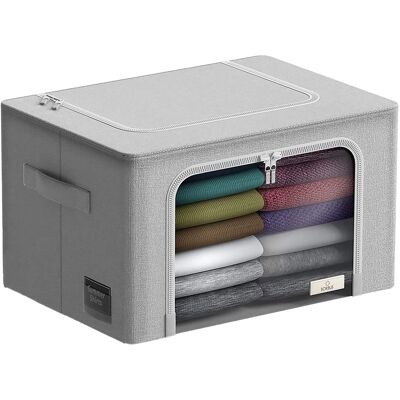 Sorbus - 1 Pack Storage Bins with Metal Frame, Foldable Clothes Organizer Bags, Fabric Containers with Window & Handle - Gray Sorbus - 1 Pack Storage Bins with Metal Frame, Foldable Clothes Organizer Bags, Fabric Containers with Window & Handle - Gray
