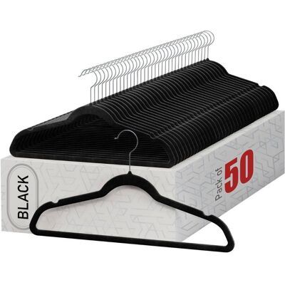 Home It - 50-pack Velvet Hanger Ultra-Thin Hangers Non-slip for Skirts and Pants Hangers - Black Home It - 50-pack Velvet Hanger Ultra-Thin Hangers Non-slip for Skirts and Pants Hangers - Black