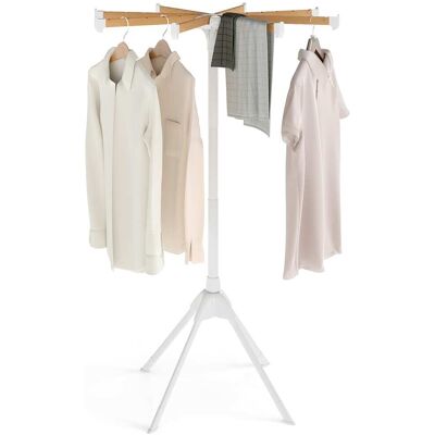 Gymax - 4 Legs Clothes Drying Rack w/8 Bamboo Hanging Rods 40 Hanger Slots for Indoor - White Gymax - 4 Legs Clothes Drying Rack w/8 Bamboo Hanging Rods 40 Hanger Slots for Indoor - White