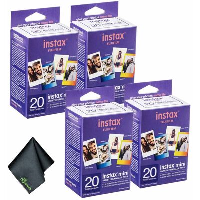- 4xFUJIFILM INSTAX MINI Instant Film Variety Value Pack (20 Exposures), Microfiber Cleaning Cloth, Bundle - 4xFUJIFILM INSTAX MINI Instant Film Variety Value Pack (20 Exposures), Microfiber Cleaning Cloth, Bundle