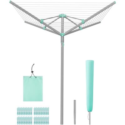 Songmics Home - Umbrella Clothesline, Rotary Washing Line, Foldable Heavy-Duty Outdoor Clothes Drying Rack with Clips, Cover - Silver Songmics Home - Umbrella Clothesline, Rotary Washing Line, Foldable Heavy-Duty Outdoor Clothes Drying Rack with Clips, Cover - Silver