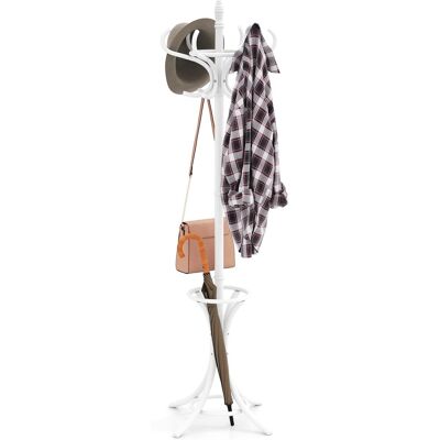 Gymax - 73'' Freestanding Coat Hanger Stand Coat Rack w/ Umbrella Holder & 12 Hooks - White Gymax - 73'' Freestanding Coat Hanger Stand Coat Rack w/ Umbrella Holder & 12 Hooks - White