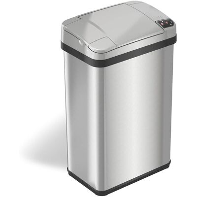 iTouchless - 4 Gallon Touchless Sensor Trash Can with AbsorbX Odor Control and Fragrance, Bathroom Garbage Bin - Stainless Steel iTouchless - 4 Gallon Touchless Sensor Trash Can with AbsorbX Odor Control and Fragrance, Bathroom Garbage Bin - Stainless Steel