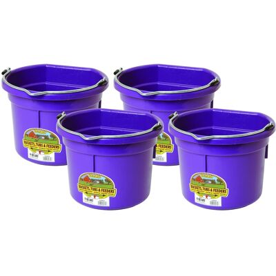 Little Giant - 2 Gallon All Purpose Flat Back Plastic Bucket, Purple, (4 Pack) Little Giant - 2 Gallon All Purpose Flat Back Plastic Bucket, Purple, (4 Pack)