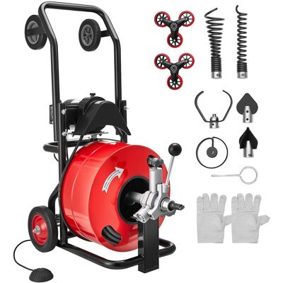 VEVOR - Drain Cleaner Machine 100 FT x 3/4 Inch, Auto Feed Sewer Snake Auger, Portable Drain Cleaning Machine VEVOR - Drain Cleaner Machine 100 FT x 3/4 Inch, Auto Feed Sewer Snake Auger, Portable Drain Cleaning Machine