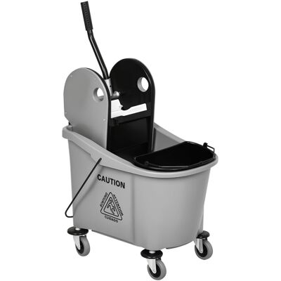 Homcom - Gallon (38 Quart) Mop Bucket with Wringer Cleaning Cart, 4 Moving Wheels - Gray Homcom - Gallon (38 Quart) Mop Bucket with Wringer Cleaning Cart, 4 Moving Wheels - Gray