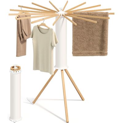 Songmics Home - Clothes Drying Rack Foldable, Rotary Tripod Laundry Drying Rack, Rotatable Portable Floor Standing Clothes Airer - Natural Color Songmics Home - Clothes Drying Rack Foldable, Rotary Tripod Laundry Drying Rack, Rotatable Portable Floor Standing Clothes Airer - Natural Color