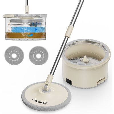 MOOSOO - Electric Spin Mop and Bucket Set with One-Click Auto Clean and Dry, 360° Rotation, Adjustable Handle - White MOOSOO - Electric Spin Mop and Bucket Set with One-Click Auto Clean and Dry, 360° Rotation, Adjustable Handle - White