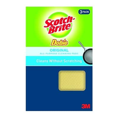 Scotch-Brite - Dobie All-Purpose Non-Scratch Scouring Pad, 3/Pack (723-2F) - White Scotch-Brite - Dobie All-Purpose Non-Scratch Scouring Pad, 3/Pack (723-2F) - White