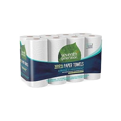 Seventh Generation - Recycled Paper Towels, 2-ply, 156 Sheets/Roll, 8 Rolls/Pack - White Seventh Generation - Recycled Paper Towels, 2-ply, 156 Sheets/Roll, 8 Rolls/Pack - White