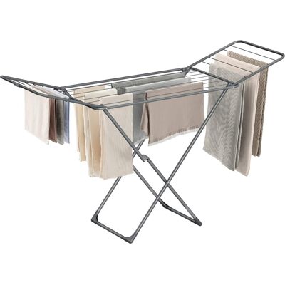 Songmics Home - Clothes Drying Rack, Metal Laundry Drying Rack, Foldable, Free-Standing Airer - Gray Songmics Home - Clothes Drying Rack, Metal Laundry Drying Rack, Foldable, Free-Standing Airer - Gray