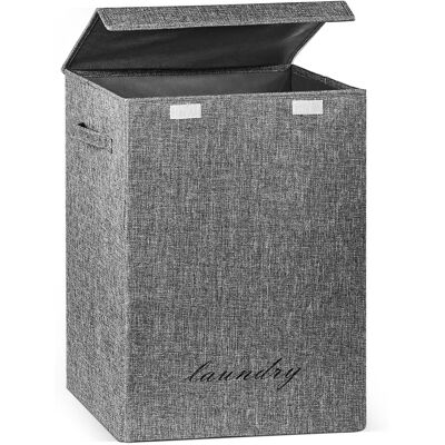 Garnen - Laundry Basket with Lid 24" Fabric Laundry Hamper Basket Bin, Clothes Toys Storage Organizer for Home Bathroom - Gray Garnen - Laundry Basket with Lid 24" Fabric Laundry Hamper Basket Bin, Clothes Toys Storage Organizer for Home Bathroom - Gray