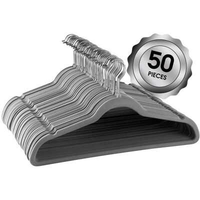 Elama - Home 50 Piece Flocked Velvet Clothes Hangers with Stainless Steel Swivel Hooks - Gray Elama - Home 50 Piece Flocked Velvet Clothes Hangers with Stainless Steel Swivel Hooks - Gray