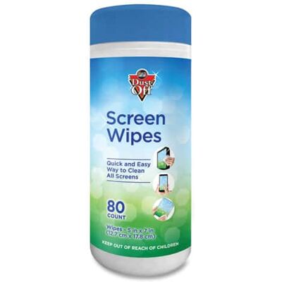 Dust-Off - Premoistened Monitor Cleaning Wipes, Cloth, 5 x 7, Citrus, White, 80/Tub Dust-Off - Premoistened Monitor Cleaning Wipes, Cloth, 5 x 7, Citrus, White, 80/Tub